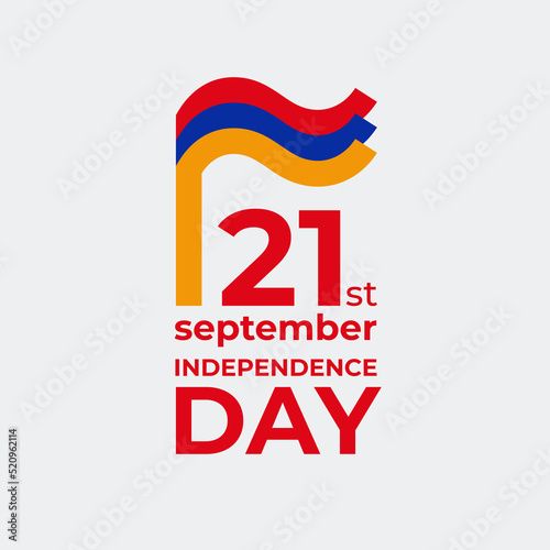 September 21, armenia independence day. Vector template with wavy armenian flag in simple concise style, icon. National holiday of Armenia on september 21st. Independence day greeting card