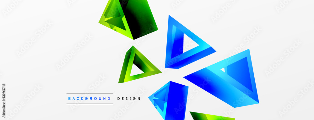Triangle abstract background. 3d vector basic shape technology or business concept composition. Trendy techno business template for wallpaper, banner, background or landing Triangle abstract background. 3d vector basic shape technology or business concept composition. Trendy techno business template for wallpaper, banner, background or landing