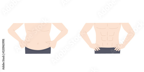 男性のウエスト　お腹　贅肉　腹筋　ダイエット　イラスト
