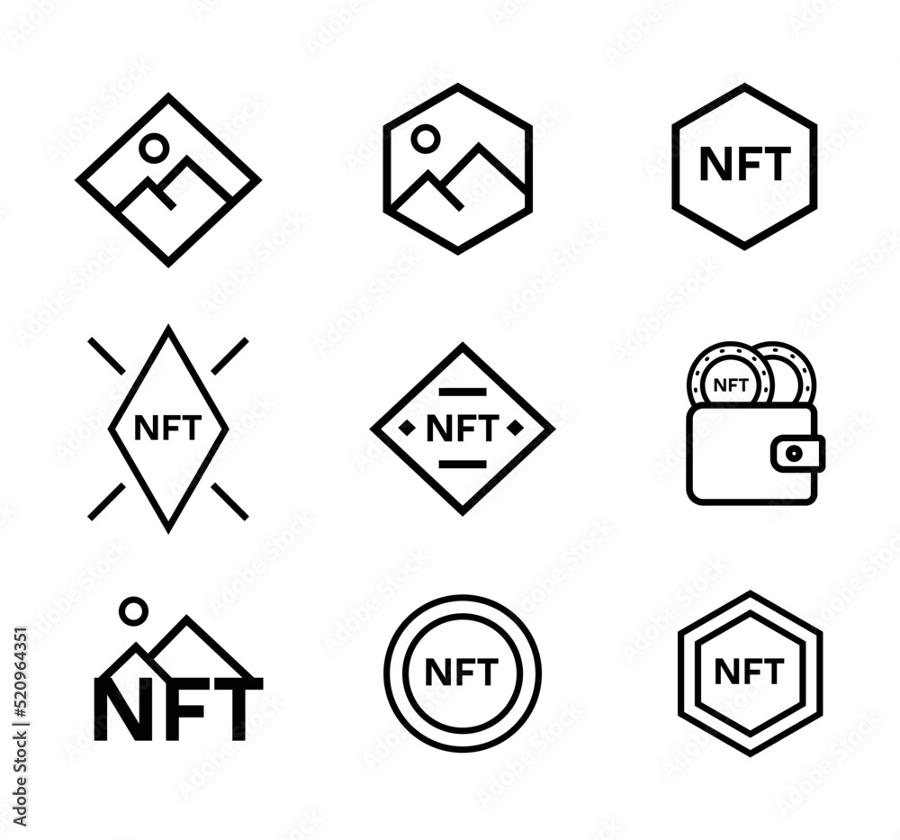 NFT set of icons for web design