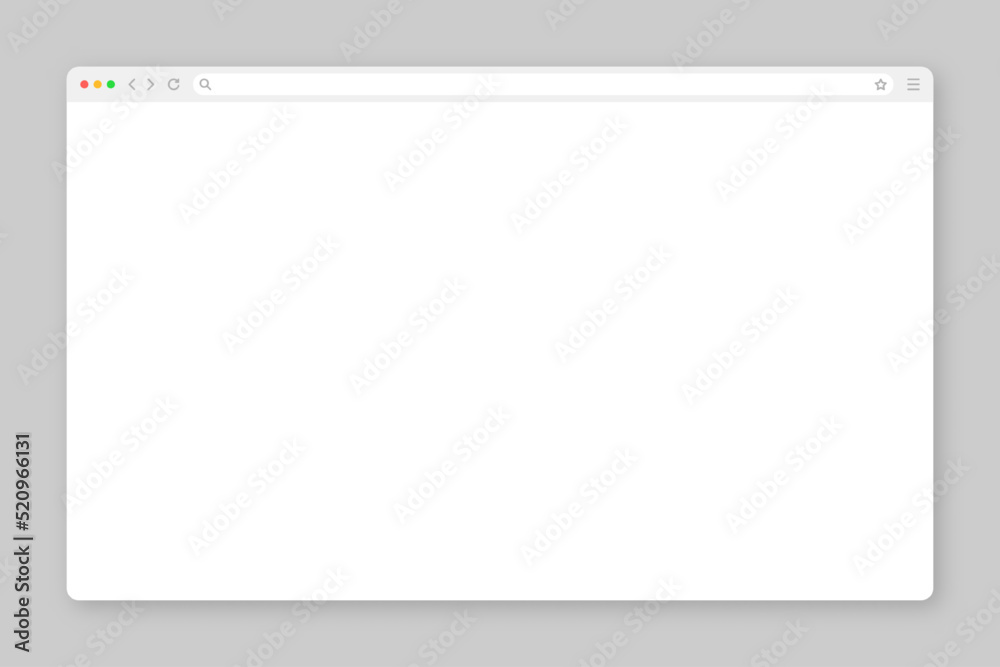 Blank web browser window with toolbar and search field. Modern website, internet page in flat style. Browser mockup for computer, tablet and smartphone. Vector illustration Blank web browser window with toolbar and search field. Modern website, internet page in flat style. Browser mockup for computer, tablet and smartphone. Vector illustration
