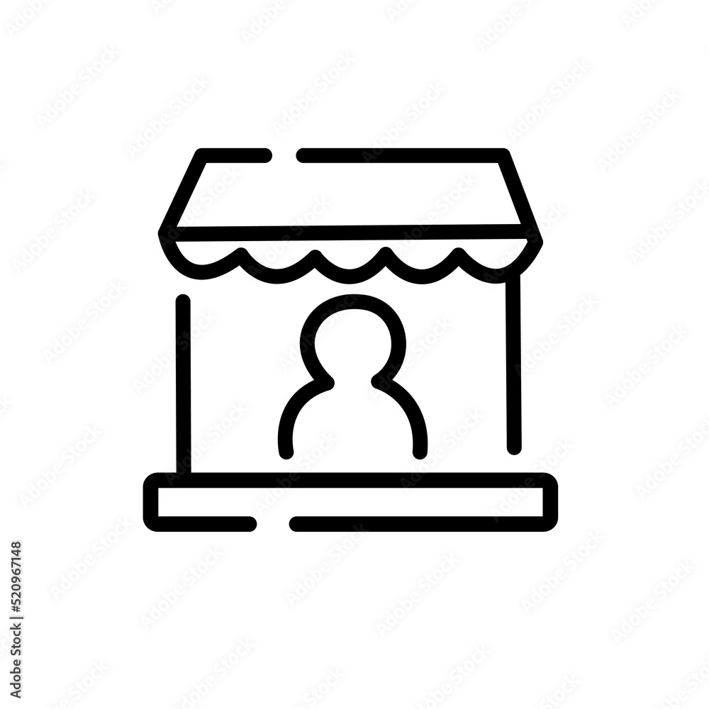 Merchant icon. E-commerce and shopping icon. Simple, flat, outline, black. Merchant icon. E-commerce and shopping icon. Simple, flat, outline, black.