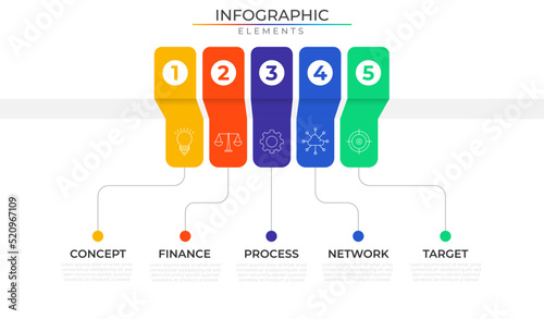 Network system infographic elements concept design vector with icons. Annual project template for presentation and report.