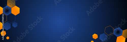 High contrast blue and orange glossy stripes. Abstract tech graphic banner design. Vector corporate background