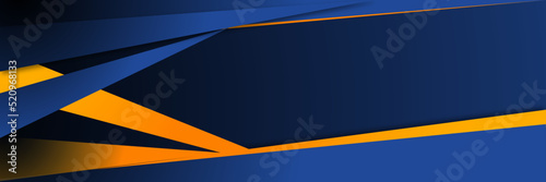 High contrast blue and orange glossy stripes. Abstract tech graphic banner design. Vector corporate background