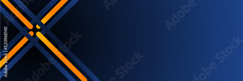 High contrast blue and orange glossy stripes. Abstract tech graphic banner design. Vector corporate background