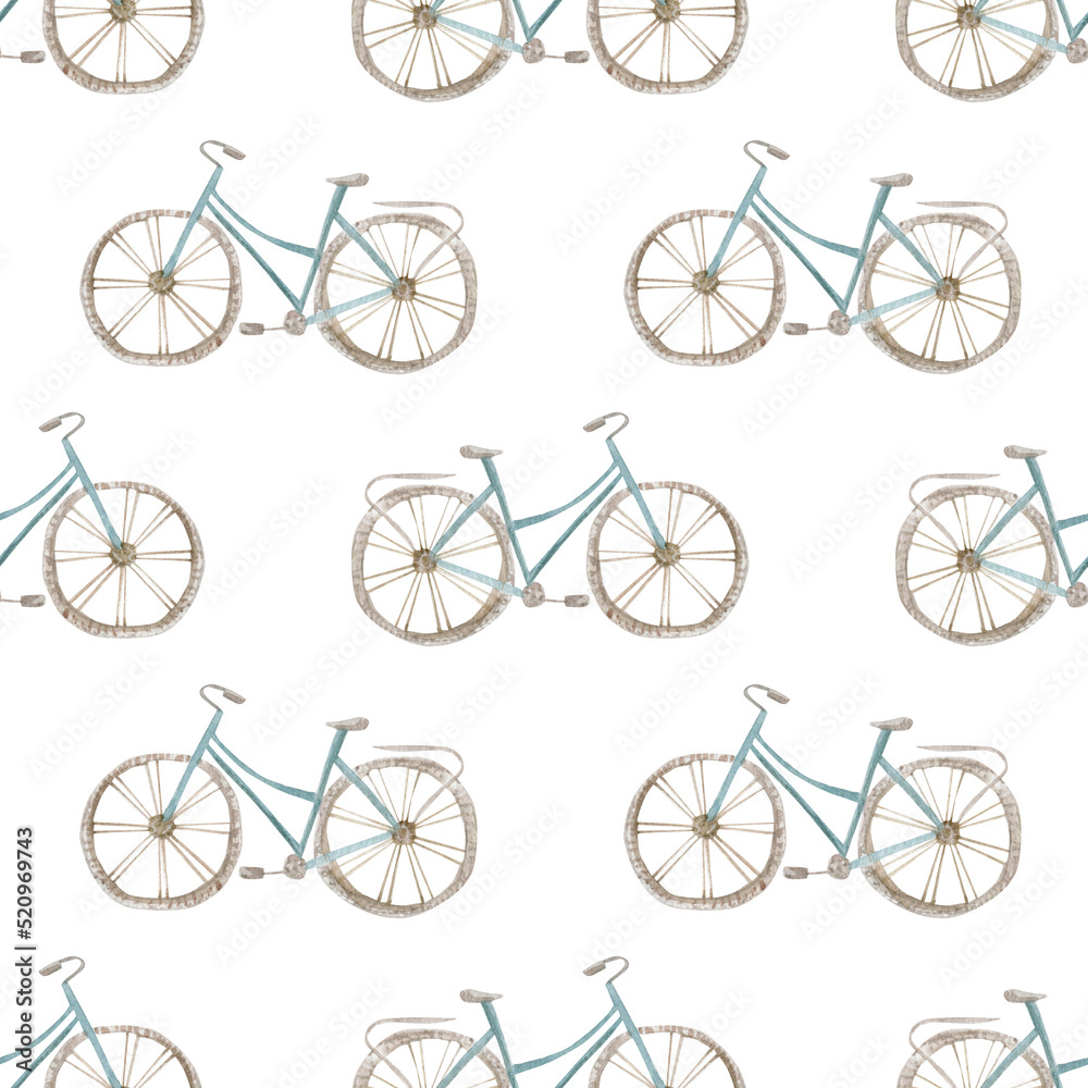 Fototapeta premium Watercolor illustration of bicycle. Eco transport concept.