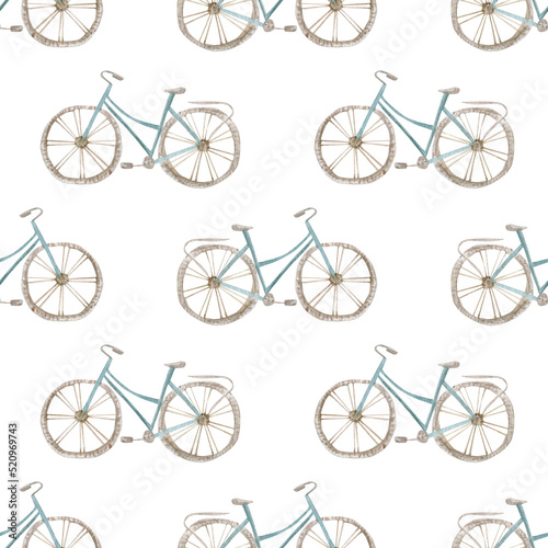 Watercolor illustration of bicycle. Eco transport concept.