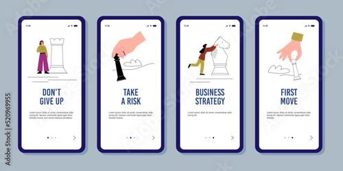 Set of mobile application templates about business flat style