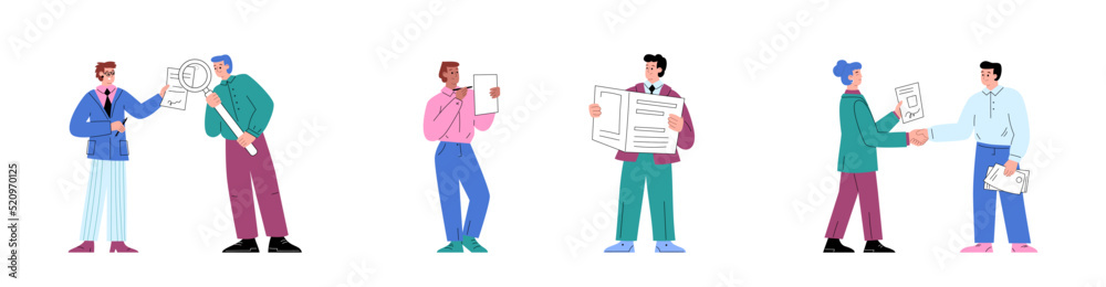 Company policy and business rules regulation concepts set, flat vector isolated. Company policy and business rules regulation concepts set, flat vector isolated.