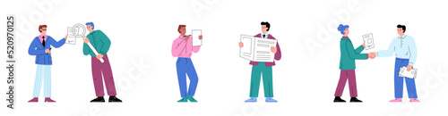 Company policy and business rules regulation concepts set, flat vector isolated.