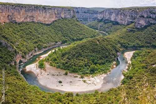 Gorges des Templiers, river Ardèche canyon and bend