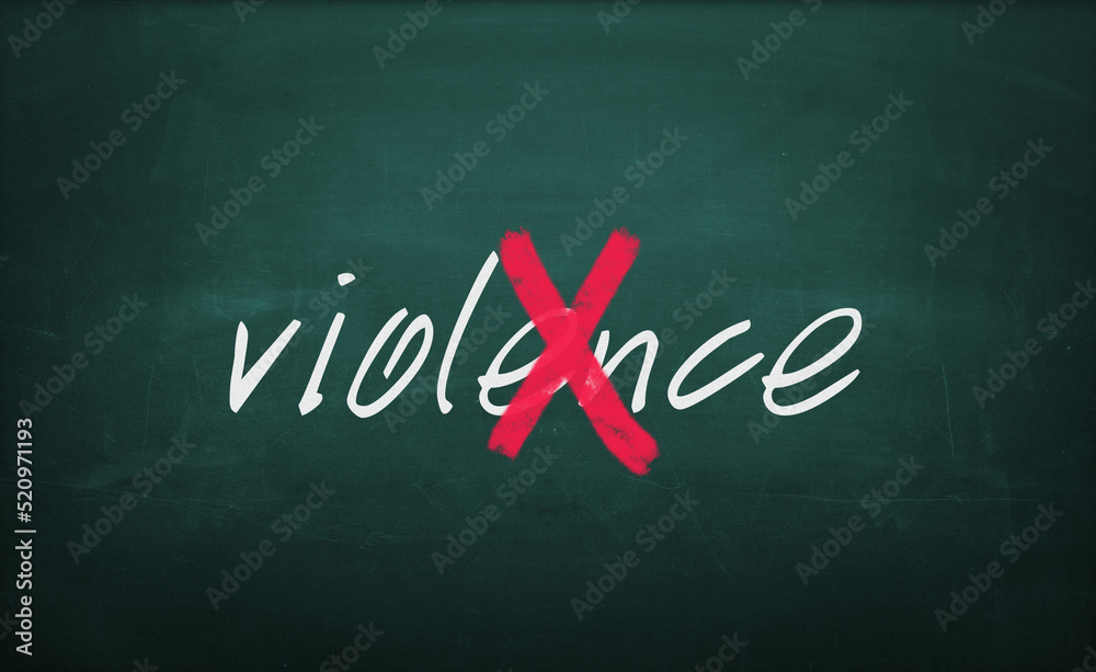 Violence Text Written with Chalk on a Dirty Blackboard Violence Text Written with Chalk on a Dirty Blackboard