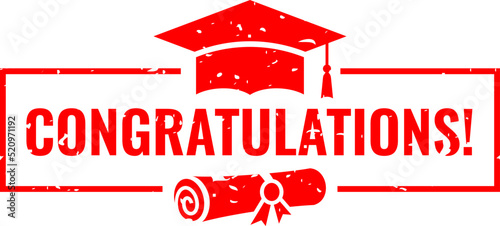 Congratulations grunge stamp, graduation symbol