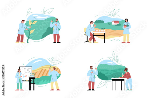 Set about agronomy, vector flat illustration on white background.