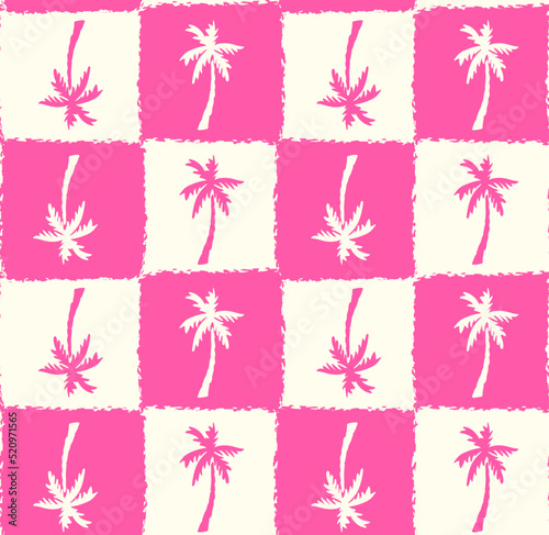 Hand-Draw Palm Check Seamless Vector illustration Pattern  