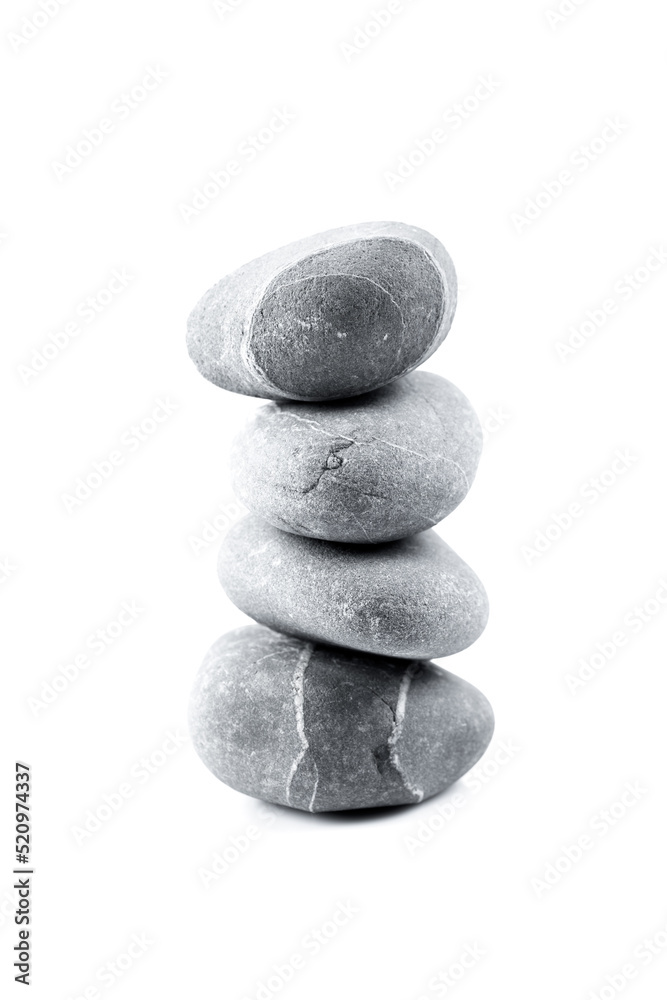 Pyramid of stones over white