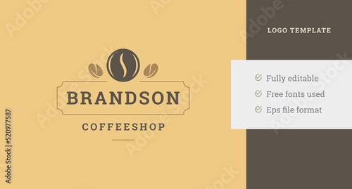 Fragrance monochrome coffee bean vintage ornament frame logo design template vector illustration