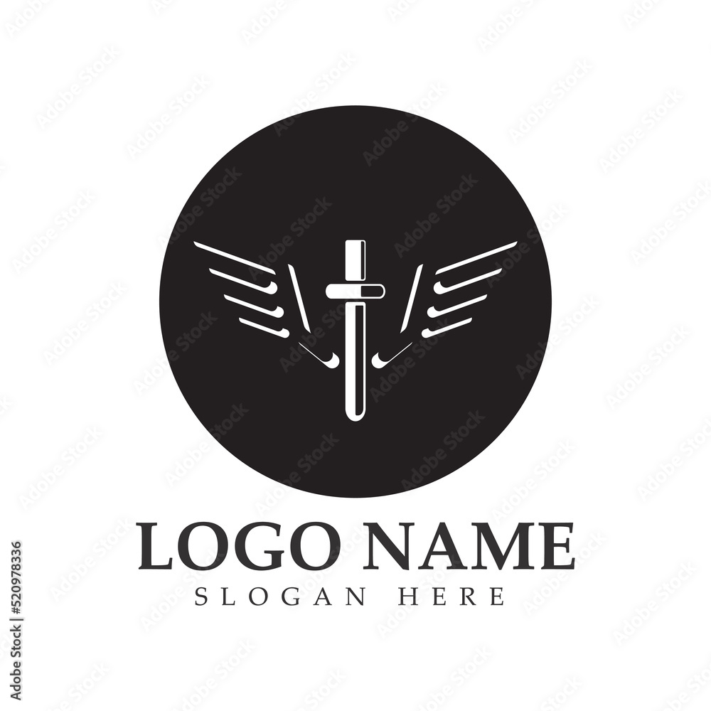 The winged sword with shield vector icon illustration design vector.