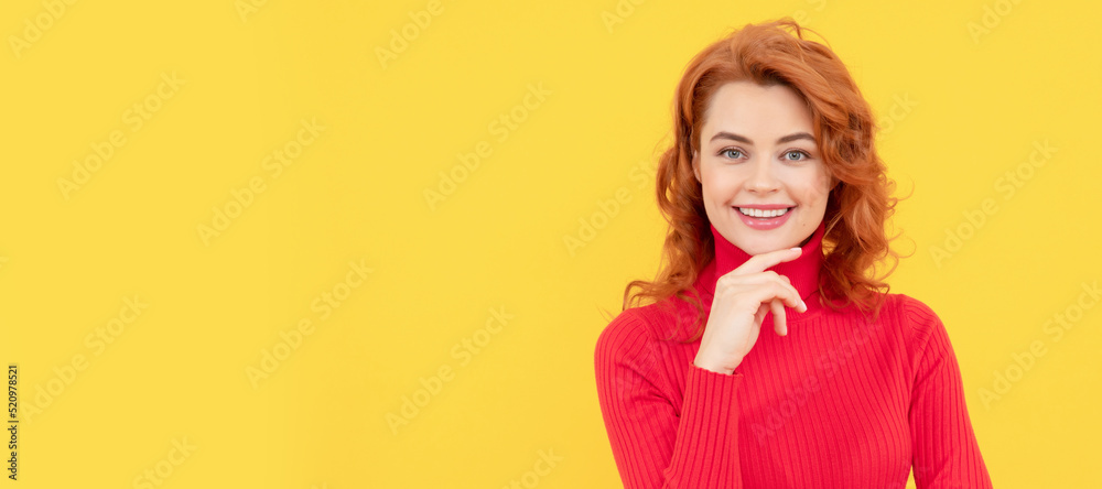 Portrait of beautiful cheerful redhead girl curly hair smiling laughing looking at camera Portrait of beautiful cheerful redhead girl curly hair smiling laughing looking at camera