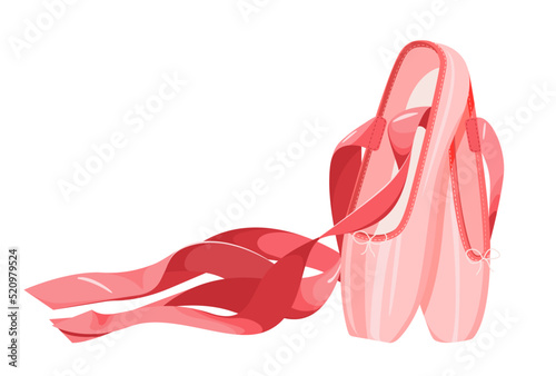 Pink pointe shoes for ballPink pointe shoes for ballet. Dancing. Freedom. Self-expression. Icon. Vector. Ballet. Isolated on white background.et. Vector illustration