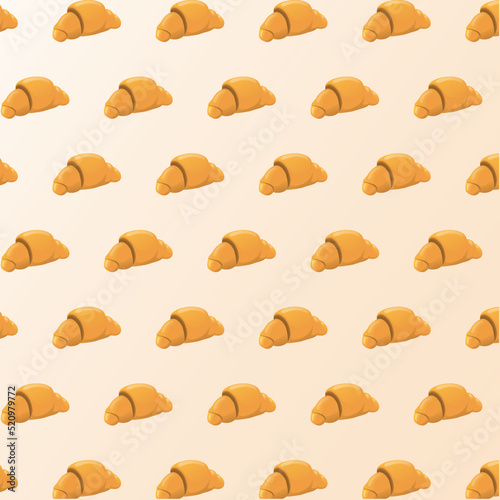 orange croissant pattern on beige background, perfect for textile or wallpaper
