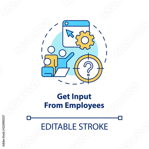 Get input from employees concept icon. Choosing right CMS abstract idea thin line illustration. Business website. Isolated outline drawing. Editable stroke. Arial, Myriad Pro-Bold fonts used
