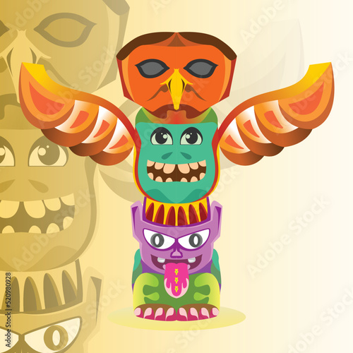 unique totem drawing vector illustration