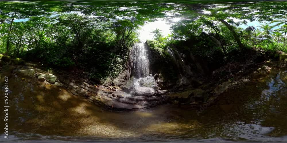 Waterfall among the rainforest and vegetation. Tubod Falls. Negros, Philippines. 360VR. Waterfall among the rainforest and vegetation. Tubod Falls. Negros, Philippines. 360VR.
