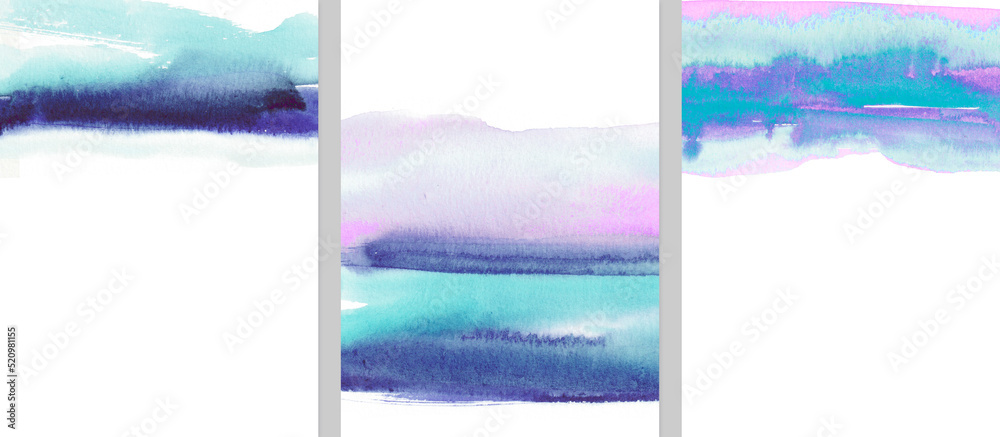 Abstract hand painted watercolor painting, modern pastel coloured paint, watercolour illustration isolated on white. Fun and creative colourful background for greeting cards, banners and social media