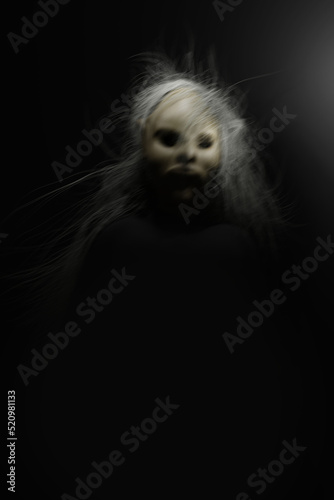 Ghost nightmare witch on black background. 3D render illustration.