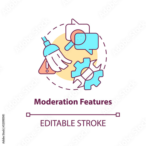 Moderation features concept icon. Commenting system attribute abstract idea thin line illustration. Assessment and control. Isolated outline drawing. Editable stroke. Arial, Myriad Pro-Bold fonts used