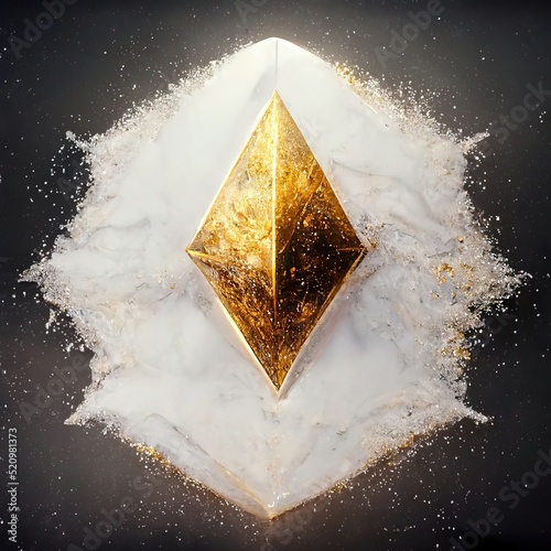 golden ethereum background. Generative AI Technology photo