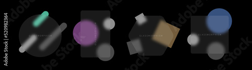 Glassmorphism style frame. Trendy set of abstract banners template. Vector realistic glass morphism effect banners design.