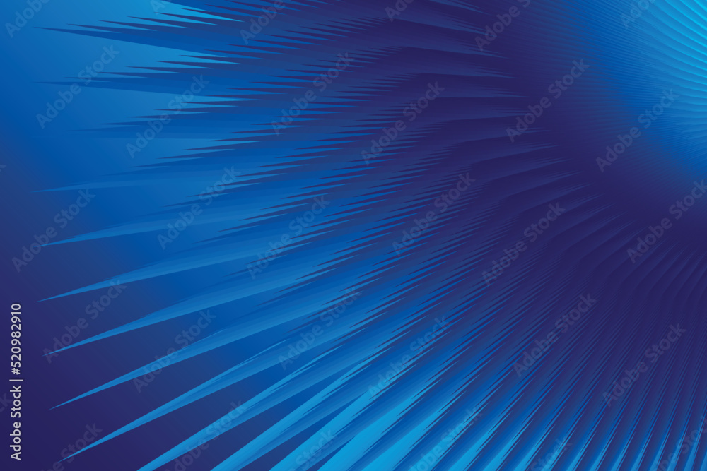 beautiful abstract illustration in the form of a part of a flower with sharp lines-petals in gradient blue and dark blue on a gradient blue background. Template for cover, flyer or banner. High