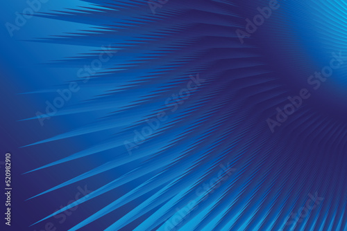 beautiful abstract illustration in the form of a part of a flower with sharp lines-petals in gradient blue and dark blue on a gradient blue background. Template for cover, flyer or banner. High