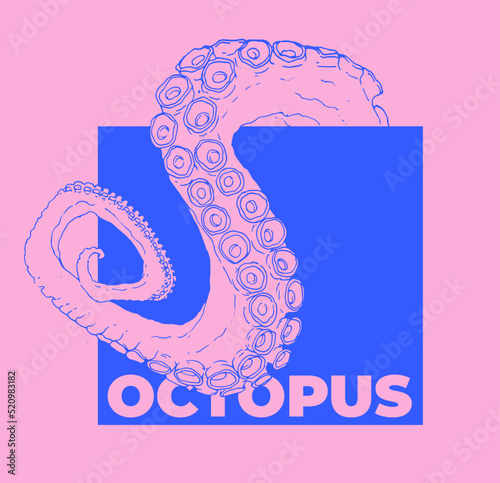 Octopus tentacle on a white background. Vector illustration