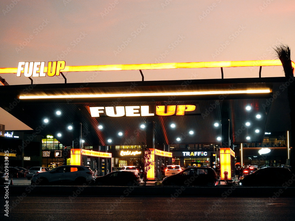 Cairo, Egypt, August 2 2022 Fuel up gas and oil station just after