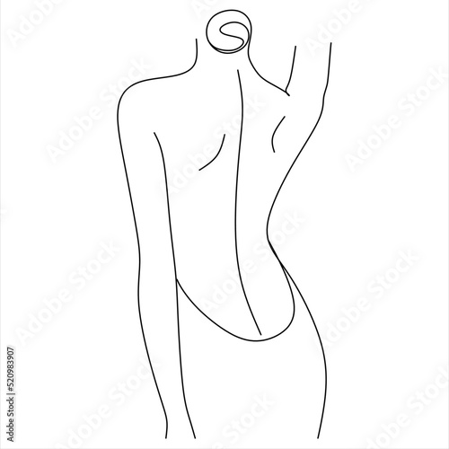 Abstract woman vector drawing. Minimal style portrait. Botanical print. Cosmetics nature symbol. Modern continuous line art. Fashionable print. Beauty saloon