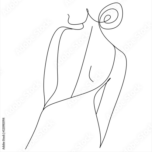 Abstract woman vector drawing. Minimal style portrait. Botanical print. Cosmetics nature symbol. Modern continuous line art. Fashionable print. Beauty saloon
