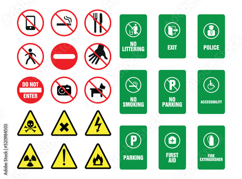 set of traffic signs