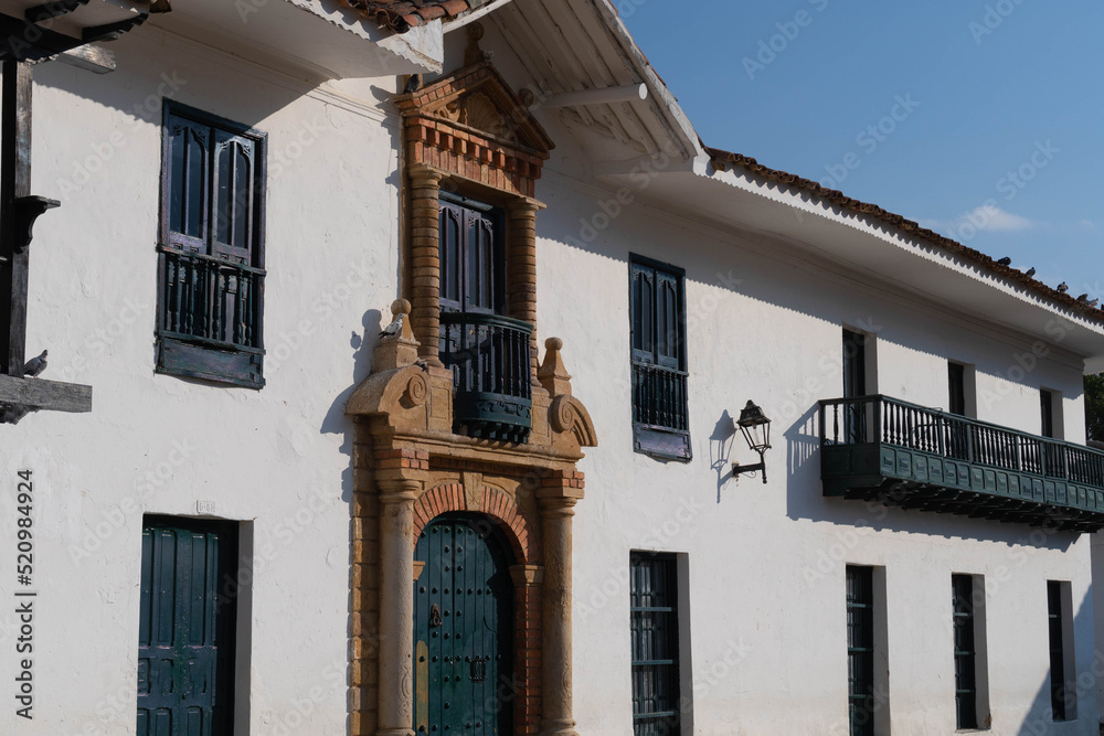 Naklejka premium Colonial houses in Villa De Leyva, Colombia.