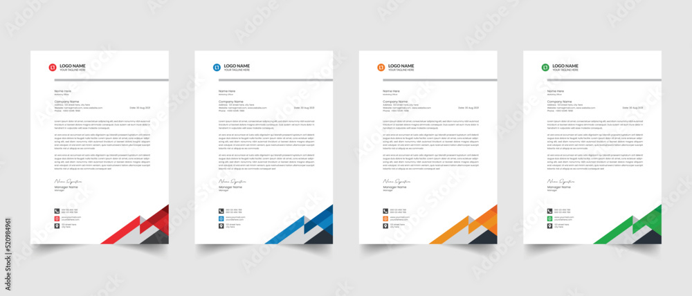 letterhead design template with color variation 
