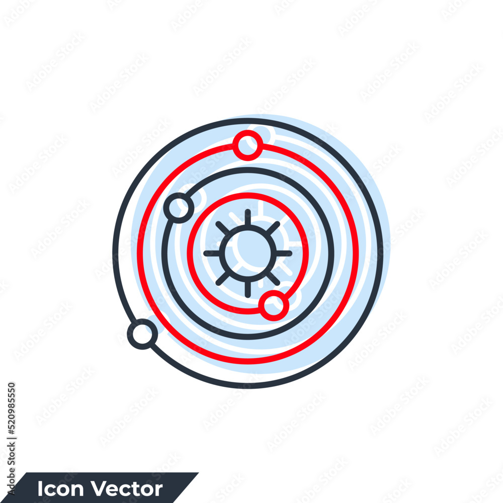 astrophysics icon logo vector illustration. Milky way symbol template for graphic and web design collection