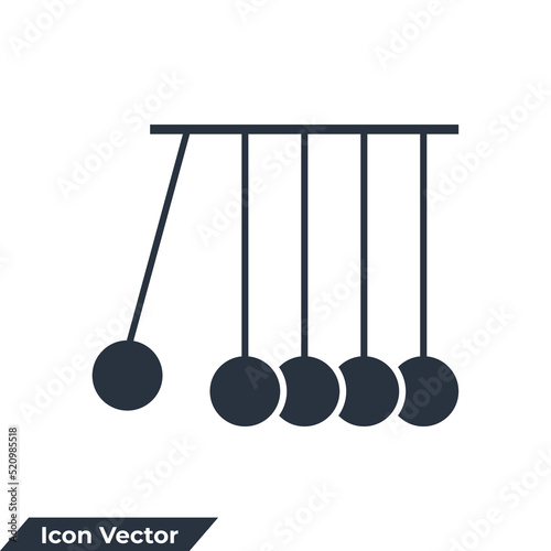 Newton cradle, pendulum icon logo vector illustration. kinetics symbol template for graphic and web design collection