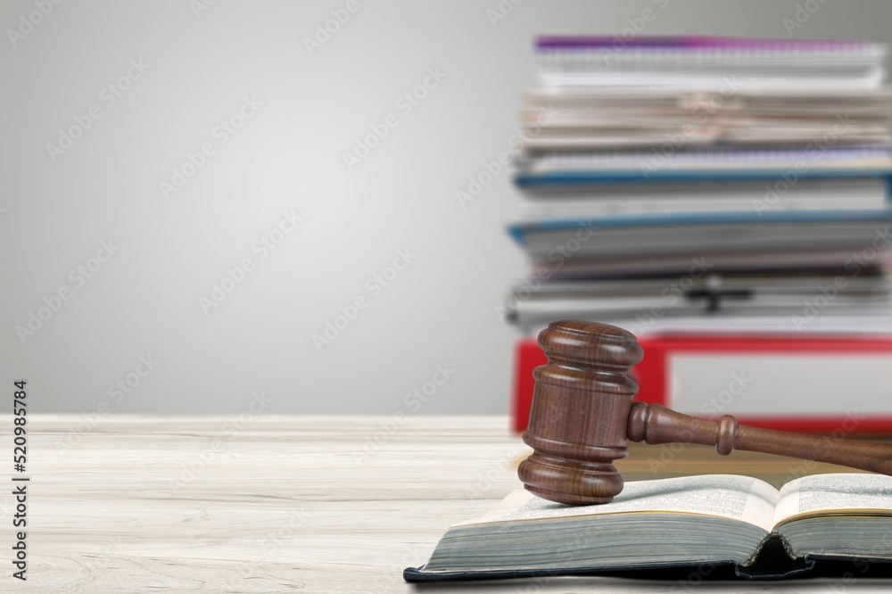 Piles Judicial Court Files And Judge Gavel on the desk Piles Judicial Court Files And Judge Gavel on the desk