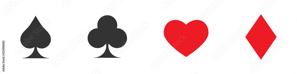 Poker playing cards suits symbols. Flat vector illustration.