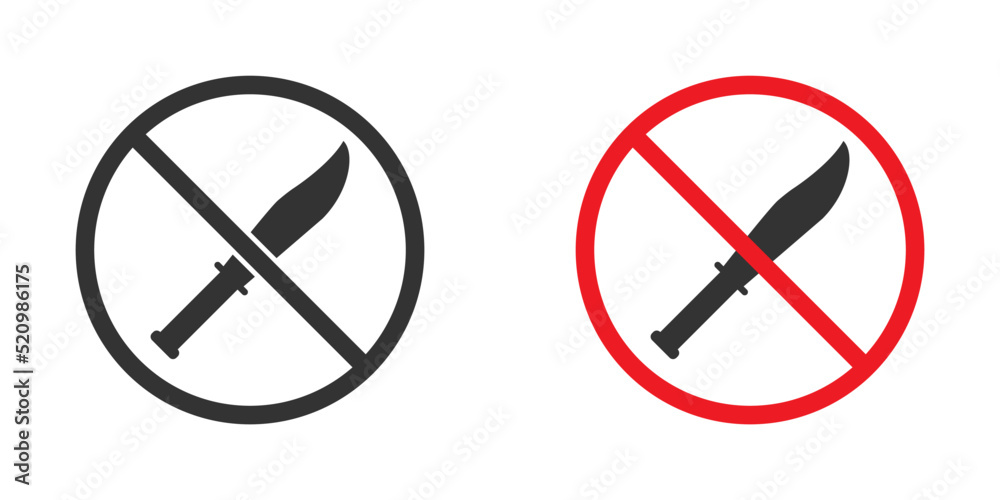 No knife sign. No weapon icon. Knife forbidden symbol. No knife sign. No weapon icon. Knife forbidden symbol.