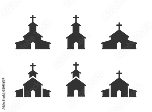 Christian church icons set. Flat vector illustration.