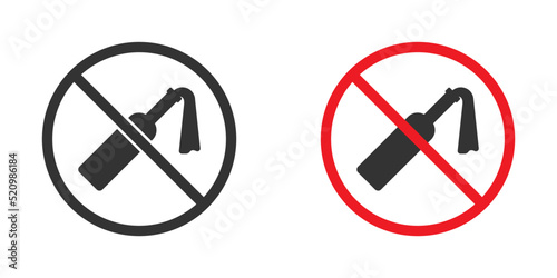 Molotov cocktail forbidden symbol. No riot sign. Flat vector illustration.
